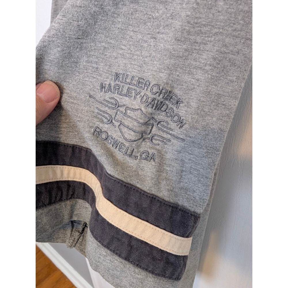Harley-Davidson Mens Baseball Jersey Shirt Gray Killer Creek Roswell GA Large - Picture 4 of 7